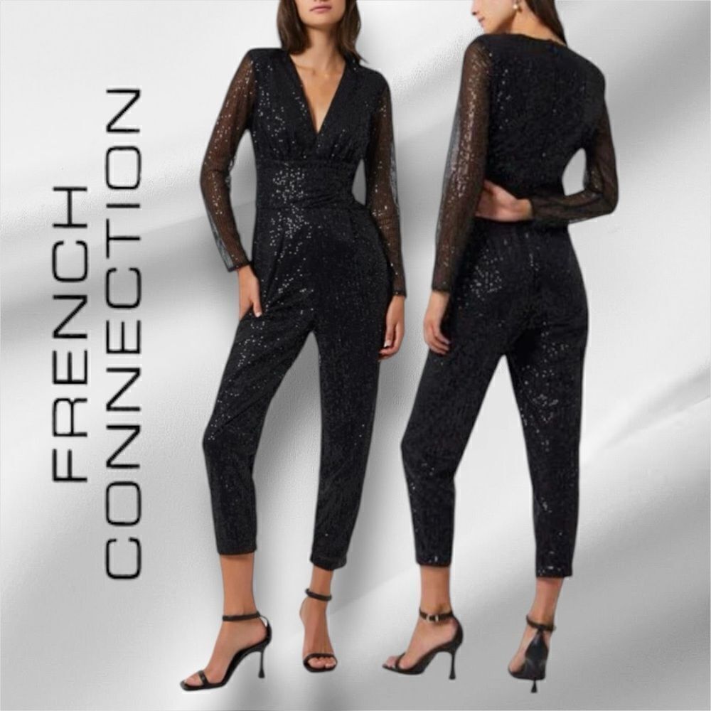 FRENCH CONNECTION Women’s Dilara Embellished Sequined Jumpsuit in the Size 6US